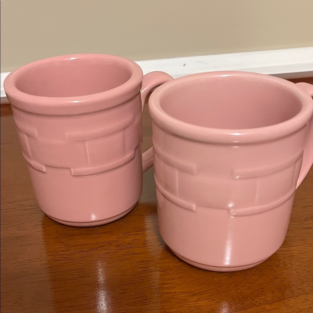 Longaberger Pink Ceramic Mugs - Set of 2